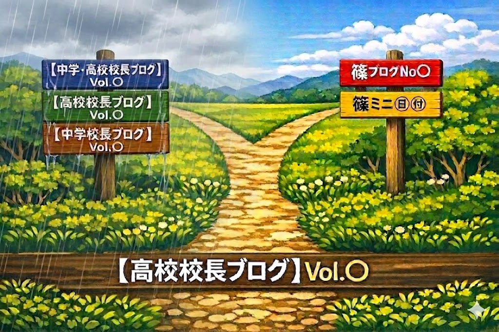 篠ブログ№５　ブログタイトル変更秘話―生徒の質問に答えて…（履正社中高編）